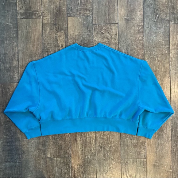 nike phoenix fleece oversized crewneck sweatshirt in teal - Picture 4 of 7